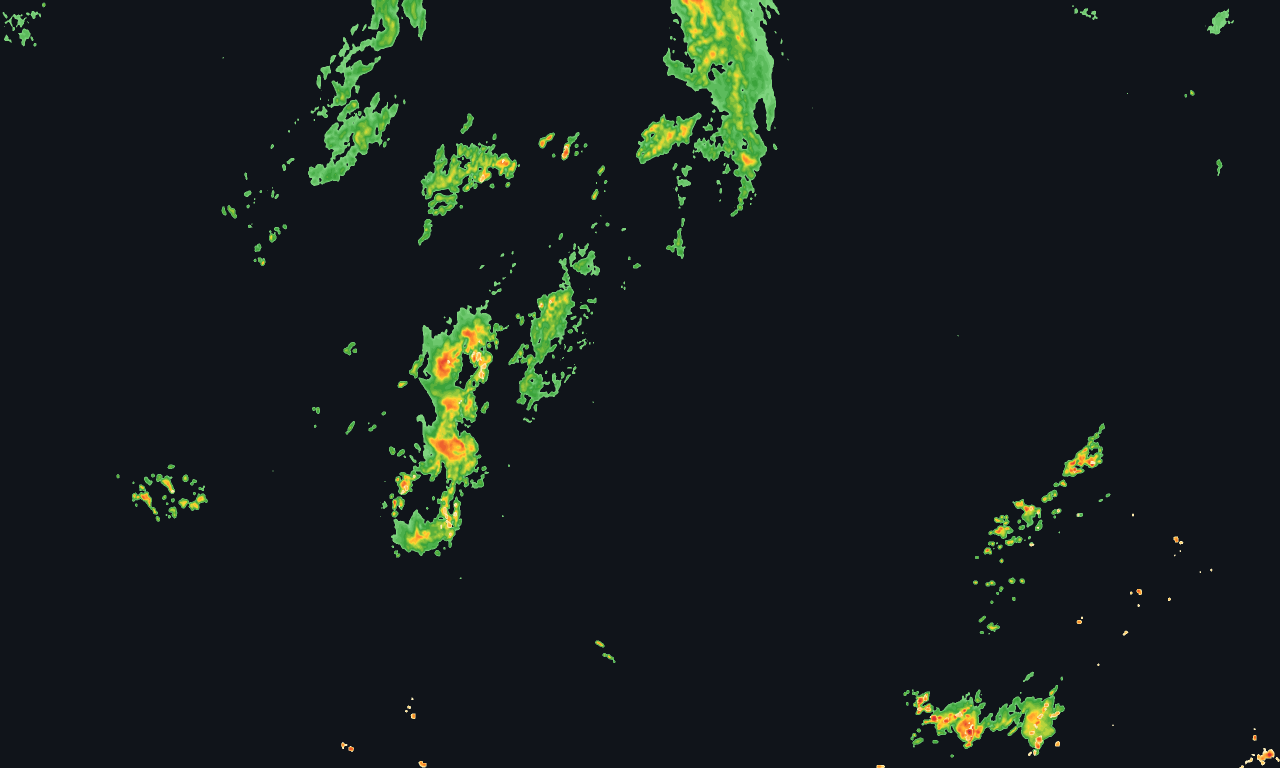 Lightning flashes over radar